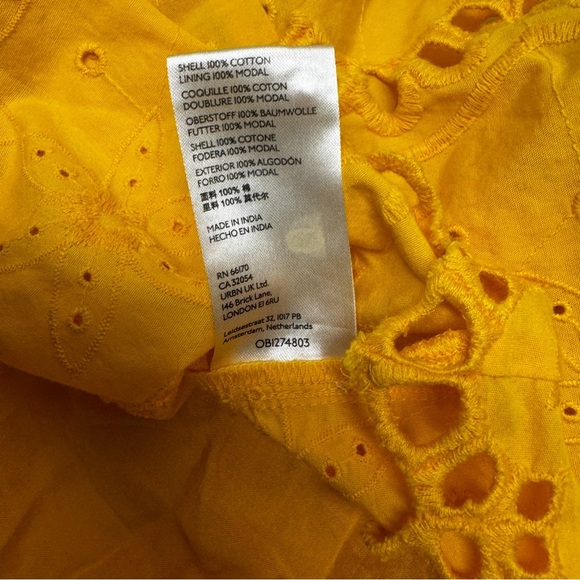 Anthropologie Tallulah Yellow Eyelet Dress size Large - Picture 9 of 12